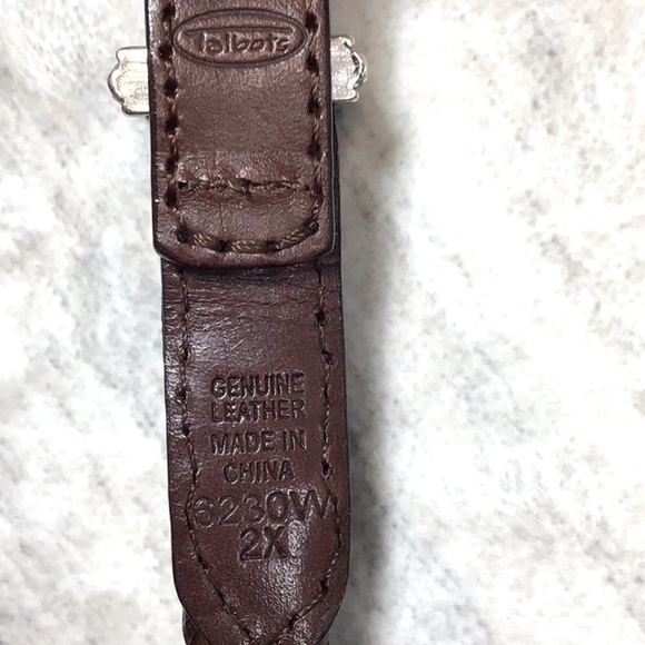 NWOT Talbots Dark Cognac Genuine Leather Braided Rope Ornate Silver Metal Buckle - Picture 2 of 8